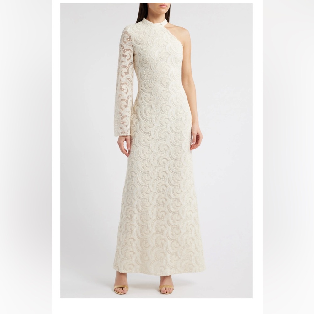 Elegant Asymmetrical Cream Lace Dress